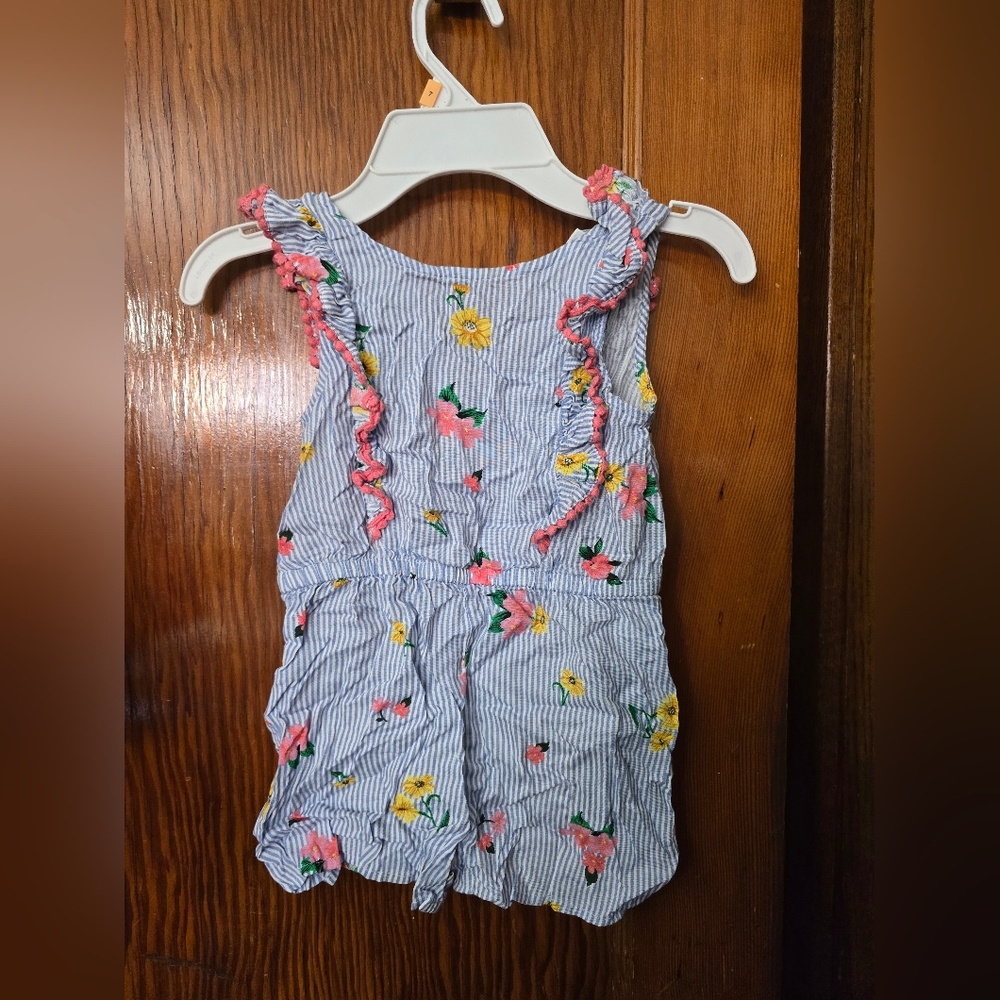 Girls Primark Striped Floral Romper Size 4-5